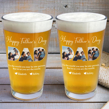 Mug material and size view - Personalized Dad Beer Glass