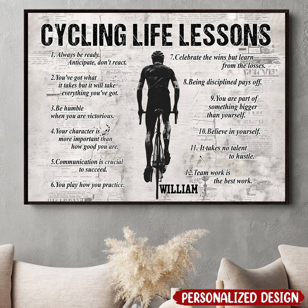 Personalized Cycling Life Lessons Poster / Canvas - Custom Gift For Cycling Lovers