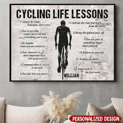 Personalized Cycling Life Lessons Poster / Canvas - Custom Gift For Cycling Lovers