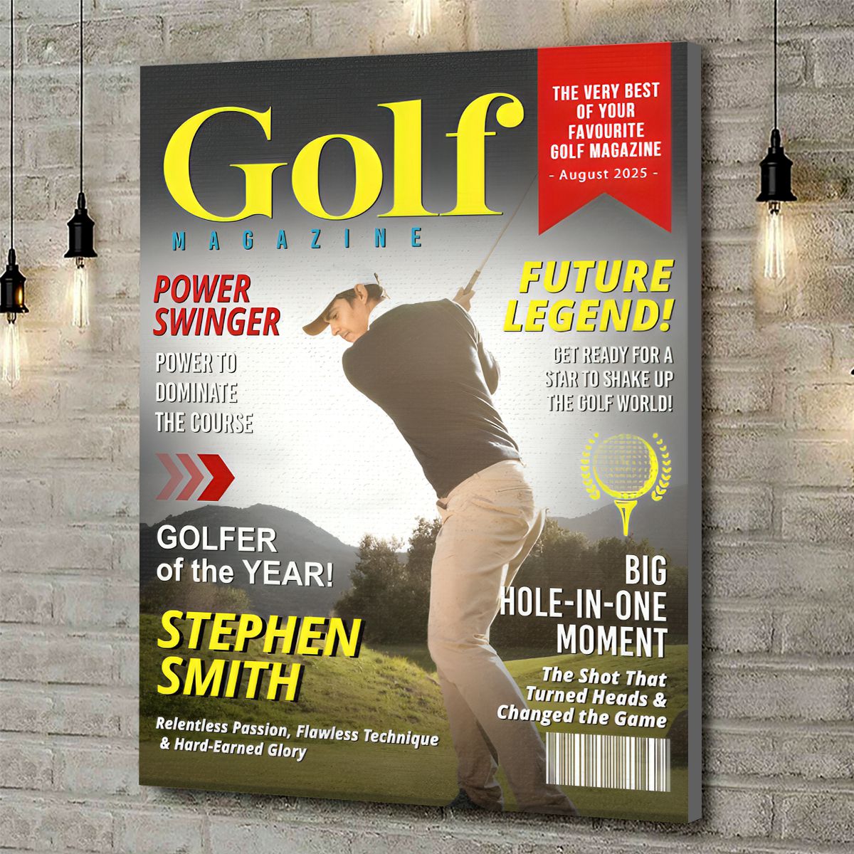 Personalized Custom Golf Magazine Cover Canvas / Poster - Unique Gift for Golf Lovers & Coaches