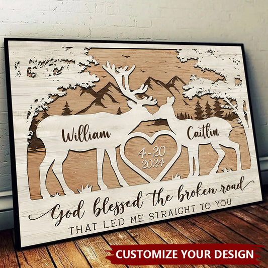 God Blessed The Broken Road - Gift For Couple Personalized Poster / Canvas