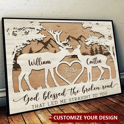 God Blessed The Broken Road - Gift For Couple Personalized Poster / Canvas