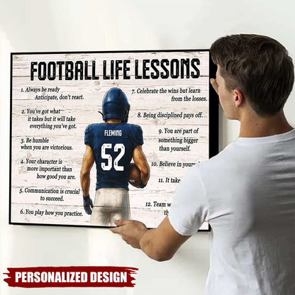 Personalized Football Life Lessons Poster / Canvas - Custom Gift for Teen Boys