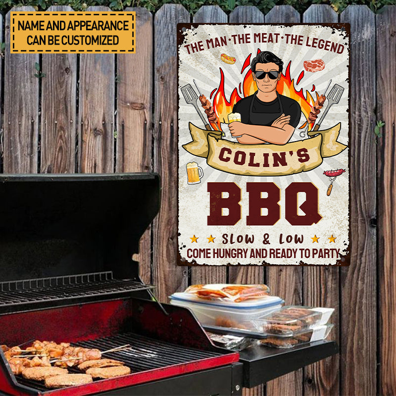 Grilling The Man The Meat The Legend - Personalized Custom Classic Metal Signs