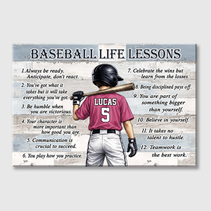 Personalized Baseball Life Lessons Poster / Canvas - Gift for Sports Families