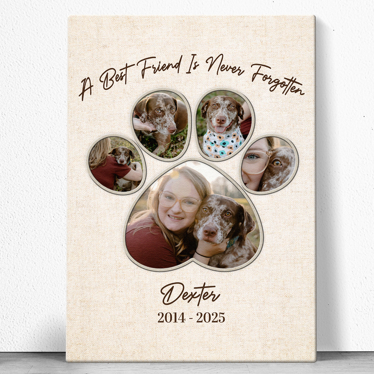 Personalized Custom Pet Photo “A Best Friend Is Never Forgetten” Canvas / Poster - Custom Gift For Pet Dog Memorial Loss