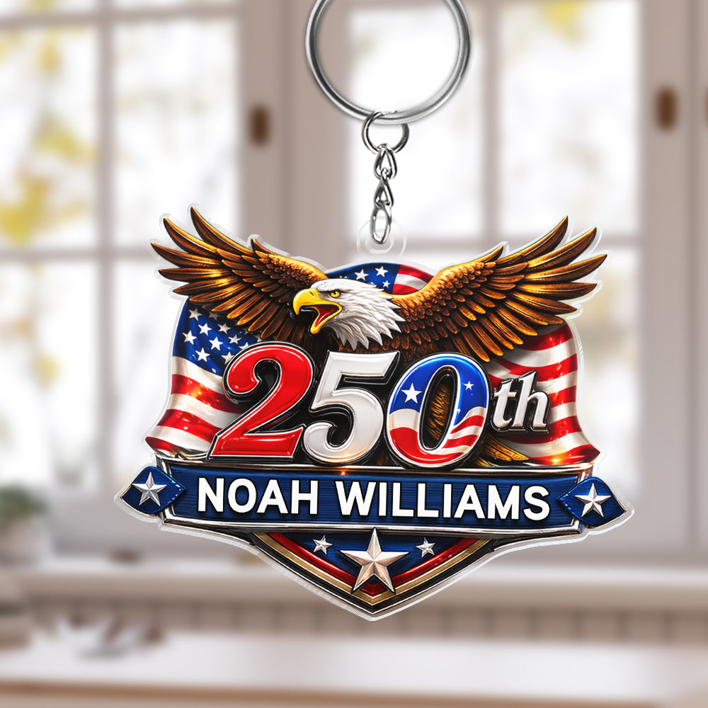 USA 250th Anniversary Eagle Acrylic Keychain - Patriotic Semiquincentennial Gift