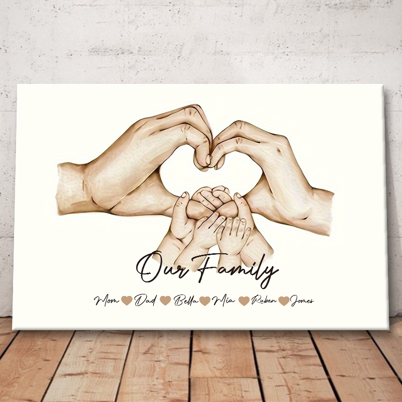 Parents Hands - Personalized Custom Family Name Canvas / Poster
