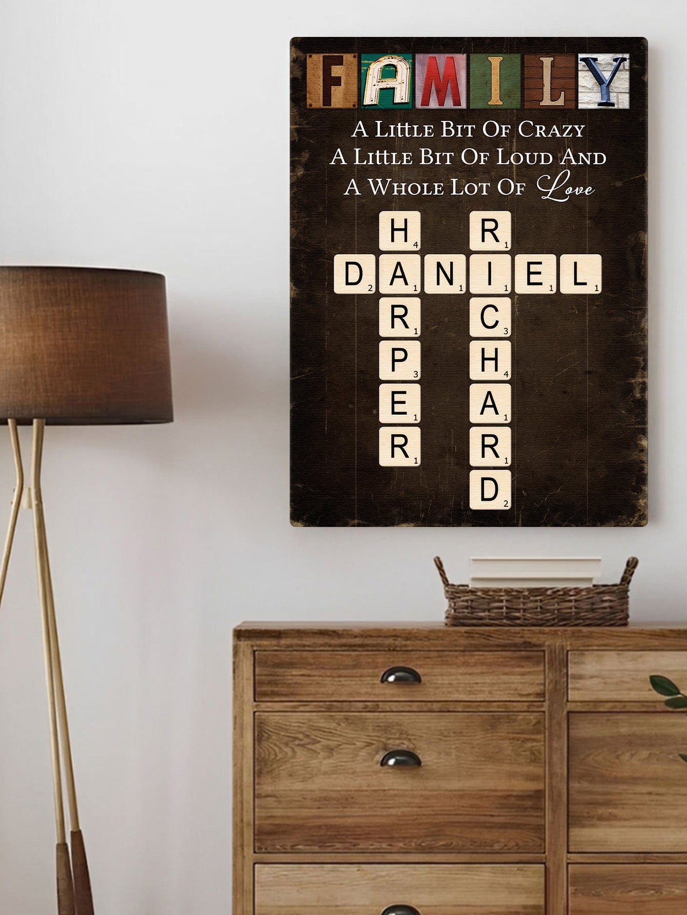 A Whole Lot Of Love - Personalized Family Crossword Canvas / Poster
