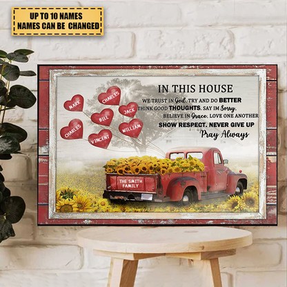 In This House We Trust In God - Personalized Family Wall Decor Canvas / Poster