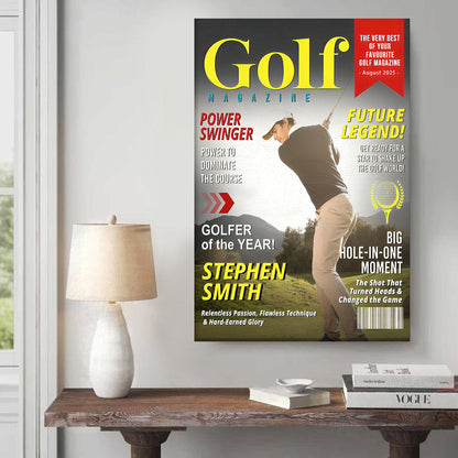 Personalized Custom Golf Magazine Cover Canvas / Poster - Unique Gift for Golf Lovers & Coaches