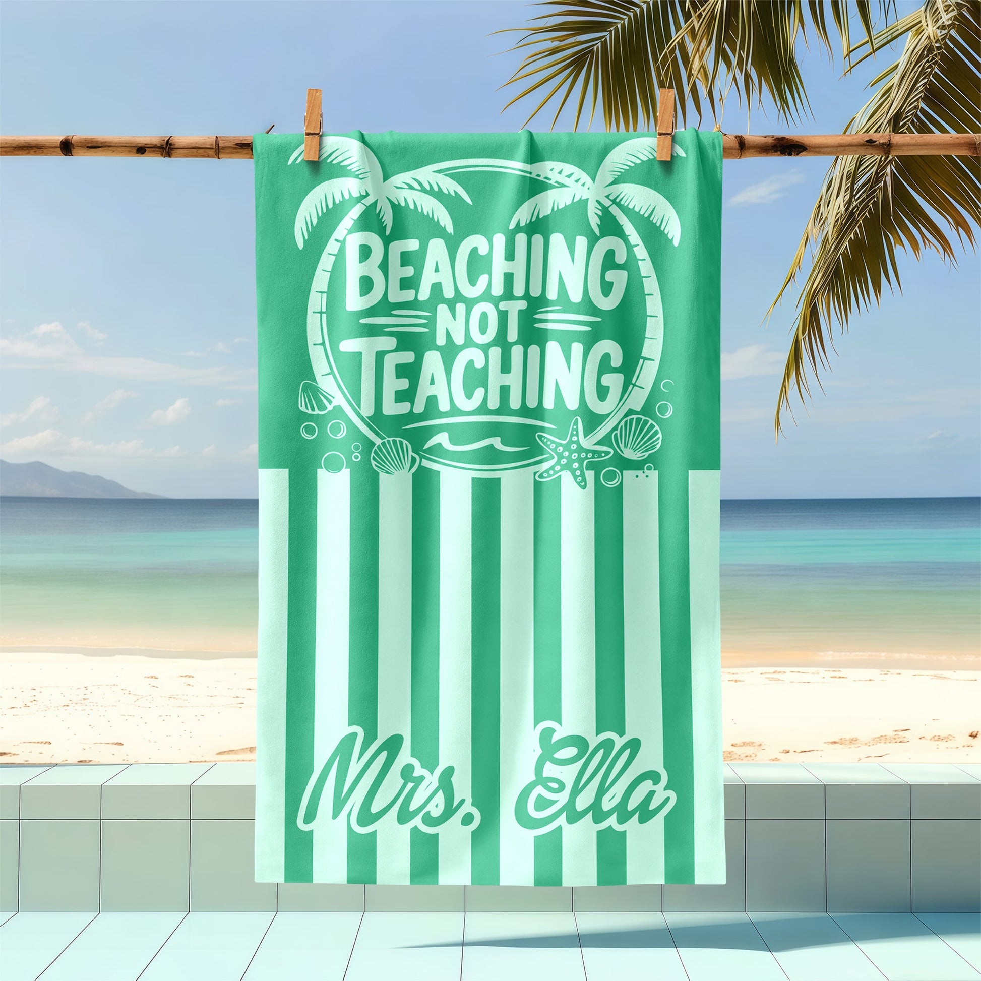 Towel material and size view - Custom Teacher Beach Towel