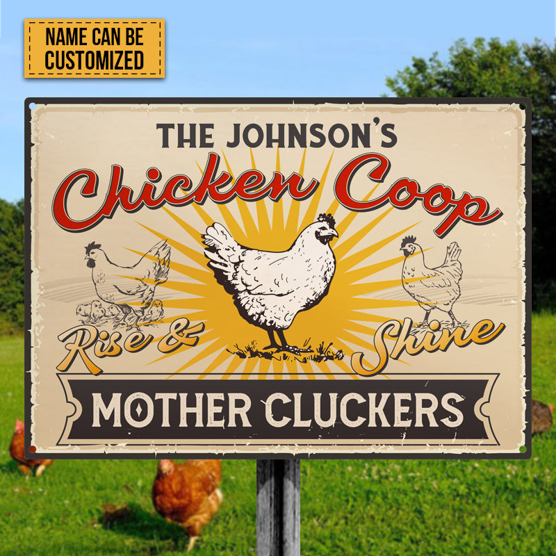 Personalized Rise And Shine Farm Chicken Coop - Custom Metal Sign