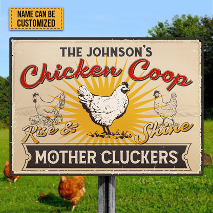 Personalized Rise And Shine Farm Chicken Coop - Custom Metal Sign