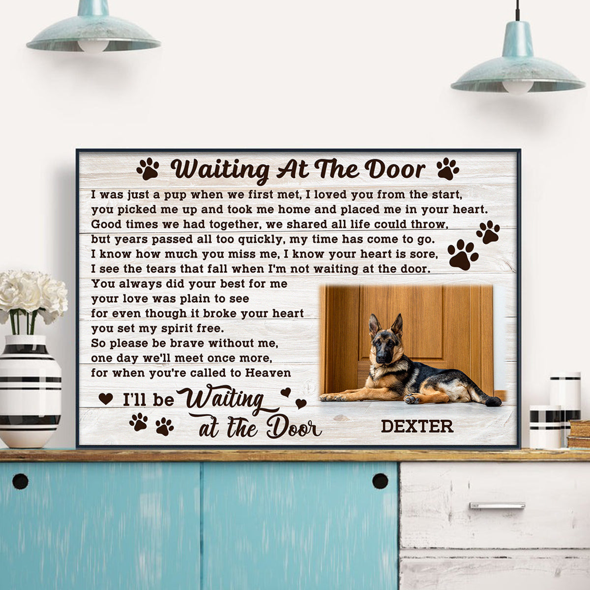 Waiting At The Door - Personalized Pet Portrait Canvas / Poster