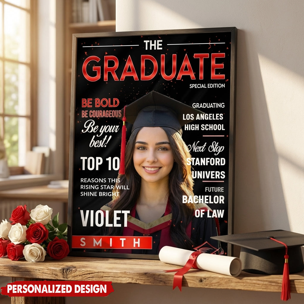 Personalized Graduation Photo Magazine Cover Poster / Canvas - Graduate Season Gift For Class of 2026
