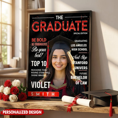 Personalized Graduation Photo Magazine Cover Poster / Canvas - Graduate Season Gift For Class of 2026
