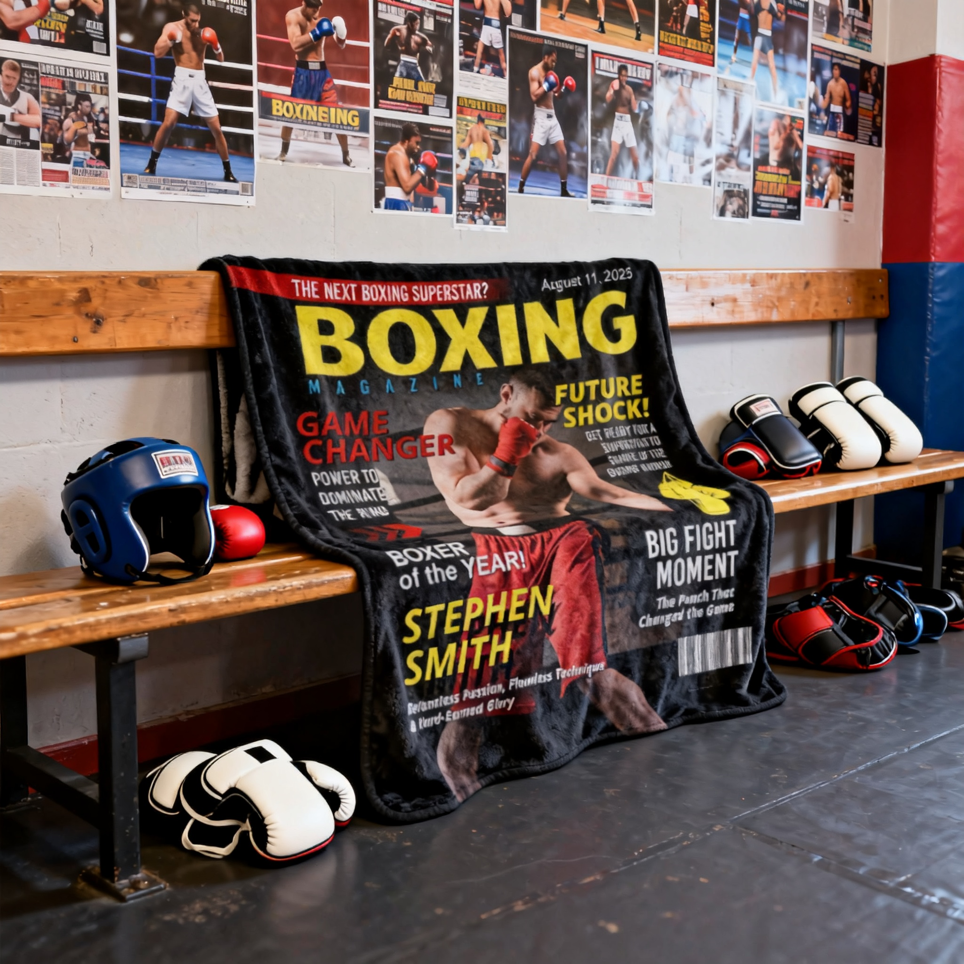Personalized Boxing Magazine Cover Blanket - Custom Gift for Boxer, Coach & Fans