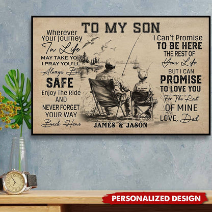 Personalized To My Son Fishing Poster / Canvas - Custom Gift for Fishing Fans