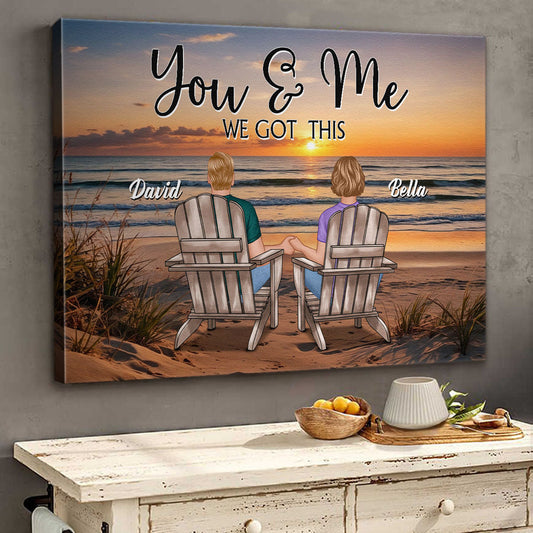 Custom You & Me We Got This Personalized Beach Sunset Canvas /  Poster for Couples