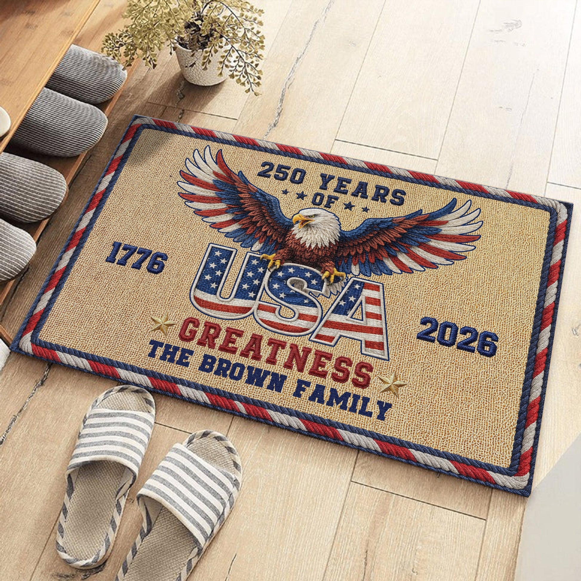 USA 250 Anniversary - Personalized Family Name Doormat