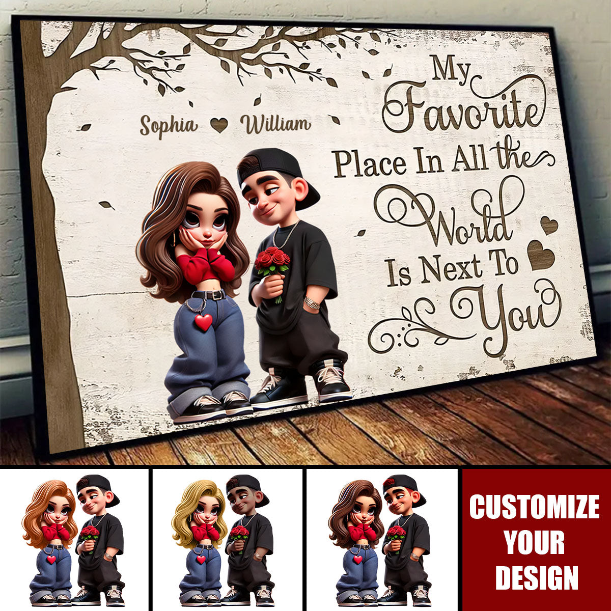 “My Favorite Place” Personalized Couple Canvas - Custom Romantic Wall Art Gift