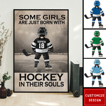 Some Boys Girls Are Just Born With Hockey - Personalized Hockey Kid Poster / Canvas - Gift For Hockey Lovers