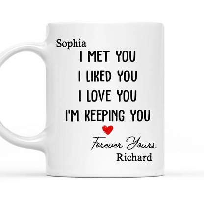I Met You I Liked You I Love You - Personalized Custom Couple Coffee Mug