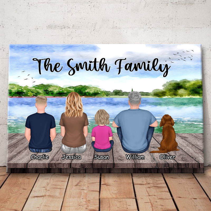 "The [Family Name] Family" Personalized Lakeside Canvas Art Gift