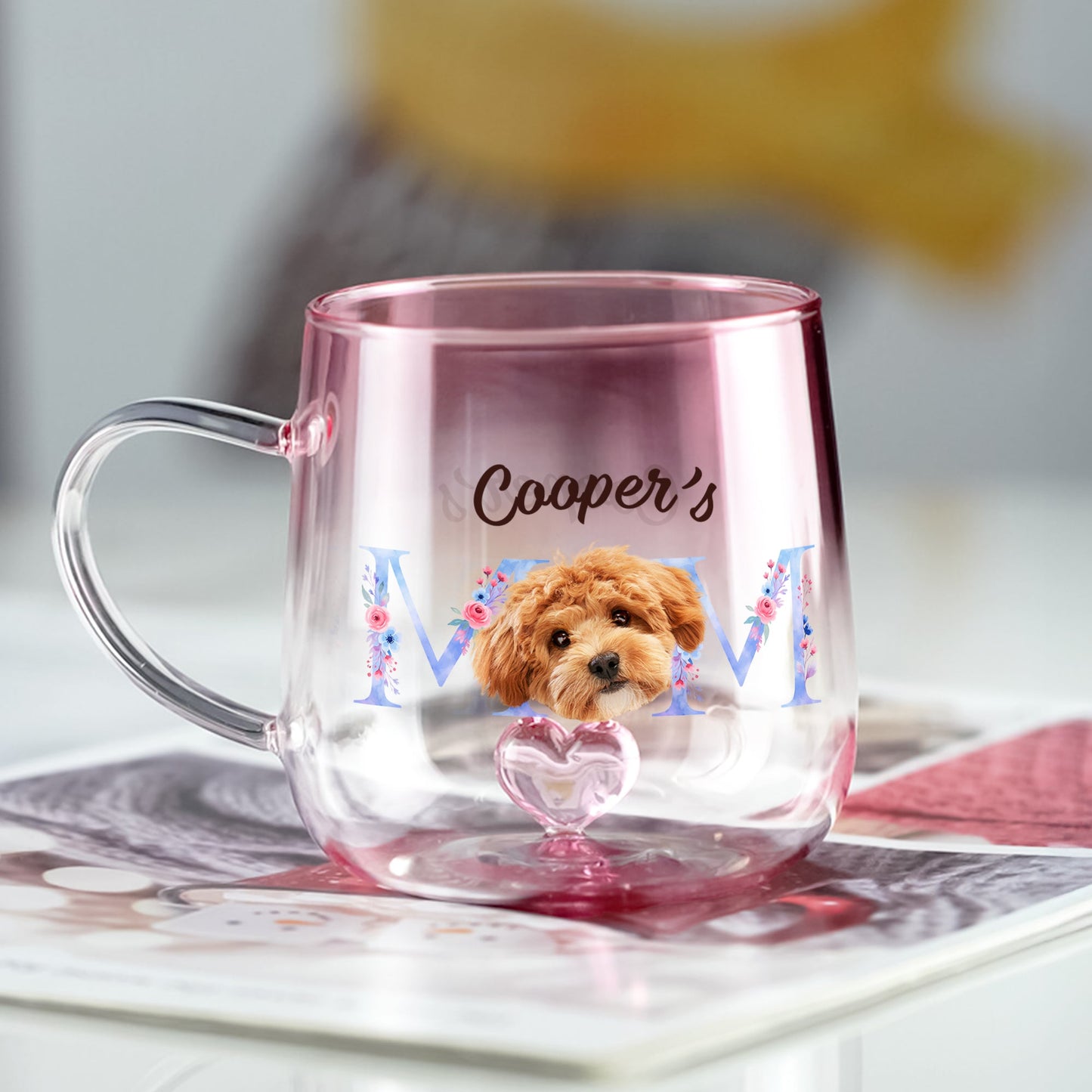 Personalized Glass Mug - Custom Photo Mom With Pink Gradient | Mother’s Day Gift