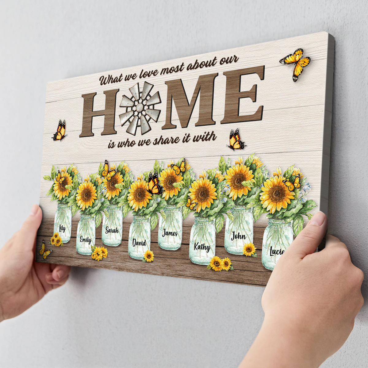 Customizable Family Canvas: "Our Home Is Who We Share It With" Wall Art