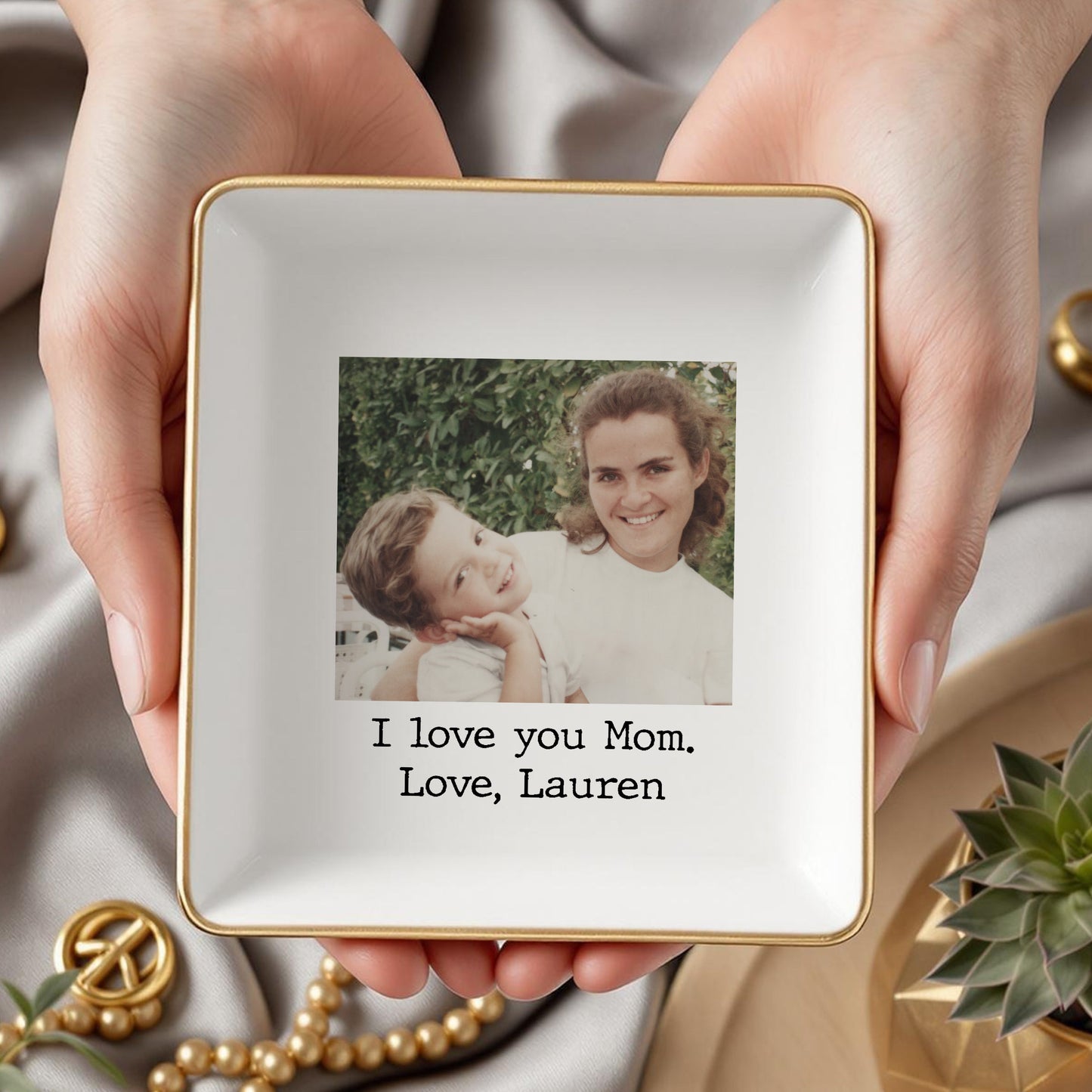 I Love You Mom - Personalized Custom Photo Jewelry Dish