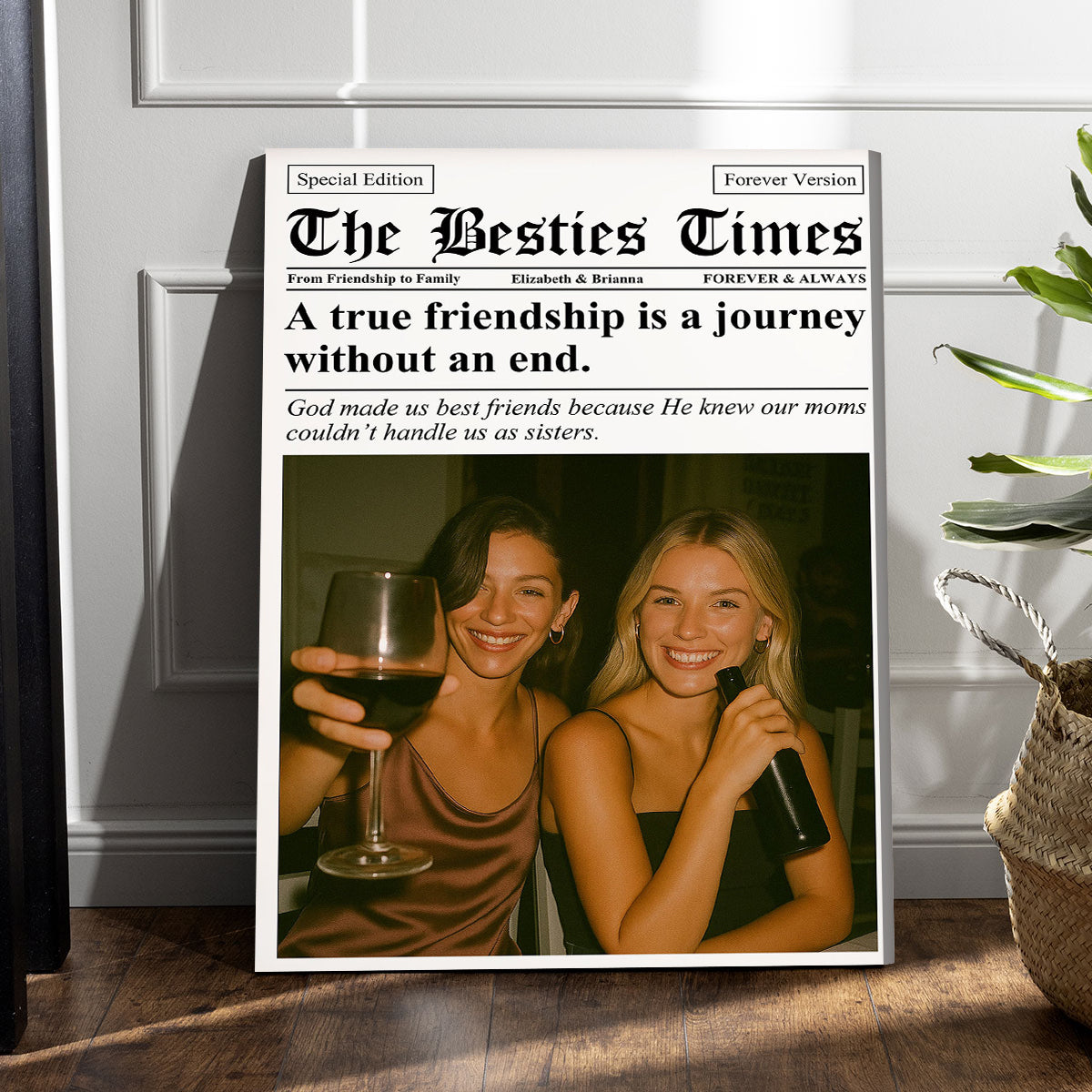 Newspaper The BFF Times - Personalized Custom Best Friend Photo Poster / Canvas