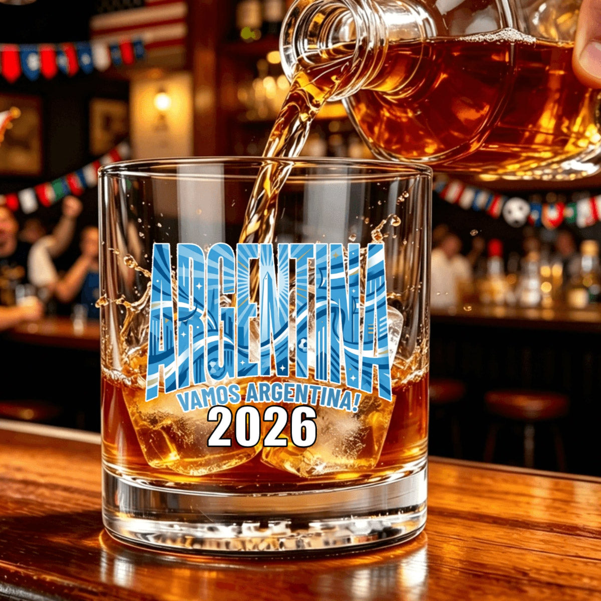 Personalized World Cup Soccer Country Whiskey Glass - Custom National Team Fan Gift