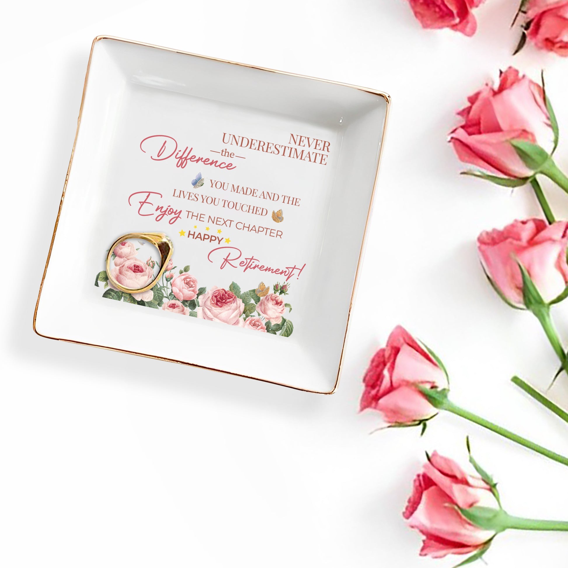 HAPPY RETIREMENT - Personalized Custom Jewelry Dish
