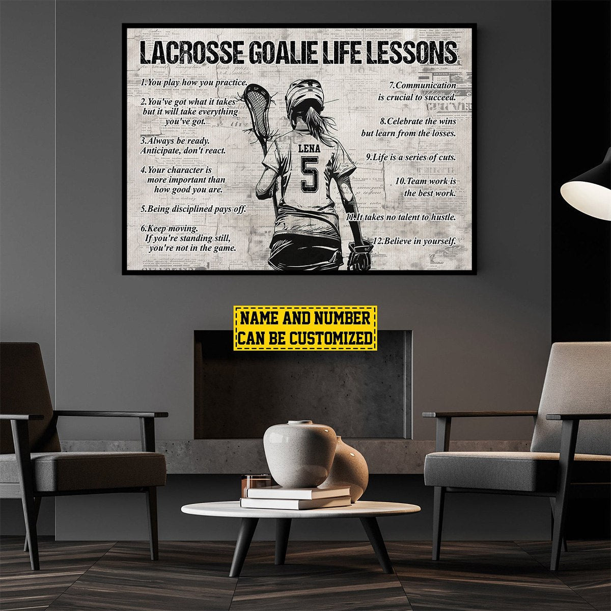 “Lacrosse Goalie Life Lessons” - Personalized Poster / Canvas Gift for Girls
