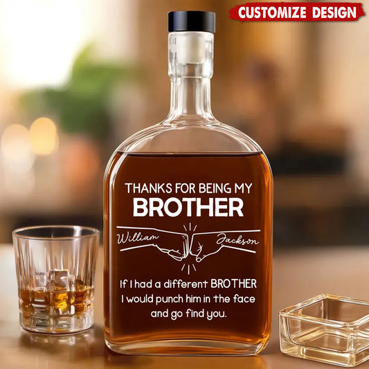 Personalized Brother Whiskey Decanter for Brother with personalized design details for meaningful gifting