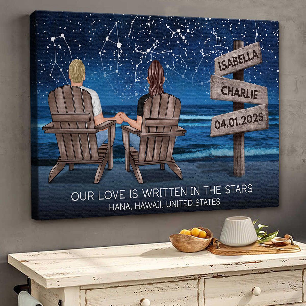 Personalized Customized Our Love Is Written In The Stars Canvas / Poster - Custom Gifts For Couple Anniversary
