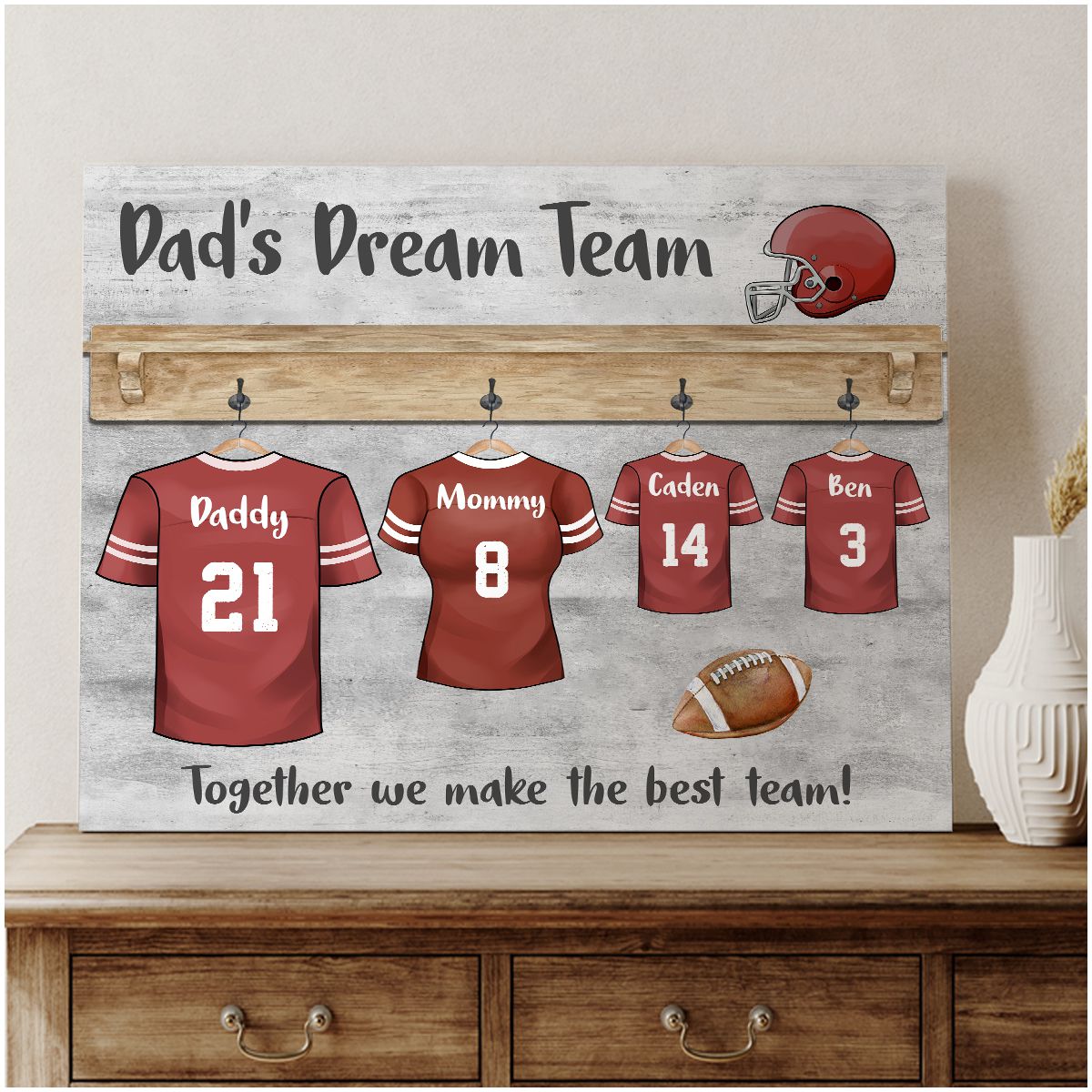 Dad’s Dream Team - Personalized Father’s Day Football Canvas / Poster