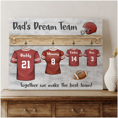 Dad’s Dream Team - Personalized Father’s Day Football Canvas / Poster