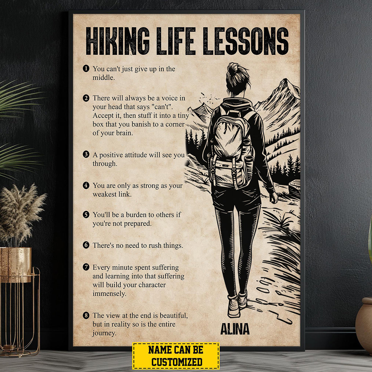 Personalized Hiking Life Lessons Poster / Canvas - Custom Gift For Hiking Lovers