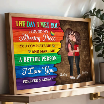 The Day I Met You - Personalized Half LGBT Flag Couple Poster / Canvas