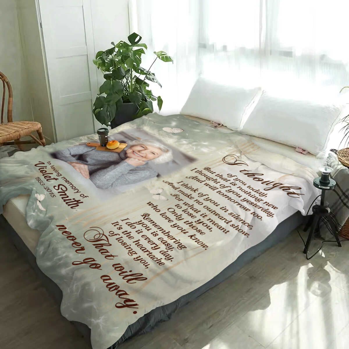 I Thought of You Today - Personalized Photo Memorial Blanket