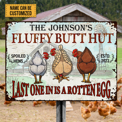 Chicken Fluffy Butt Hut - Personalized Customized Classic Nuggets Chicken Metal Signs
