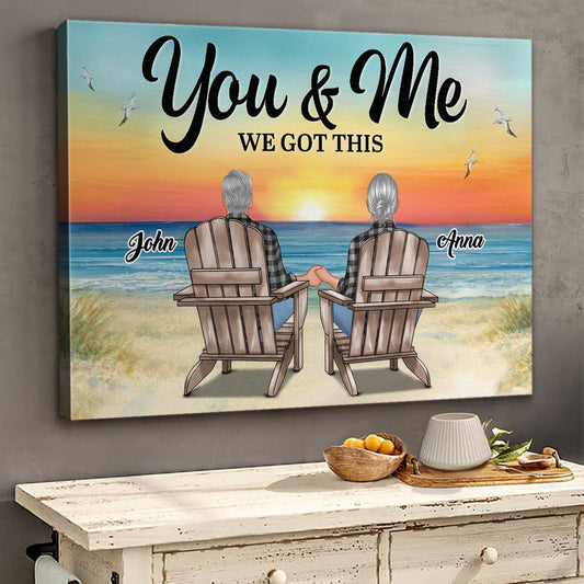 Couple Beach Landscape Retro Vintage Canvas - Home Decoration Gift For Couple, Husband, Wife, Dad, Mom