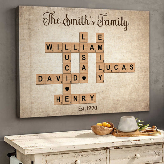 “The Family Ties” Crossword - Personalized Customized Canvas/ Poster