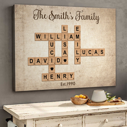 “The Family Ties” Crossword - Personalized Customized Canvas/ Poster