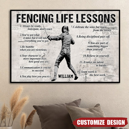Personalized Fencing Life Lessons Poster / Canvas - Gift For Fencing Lovers
