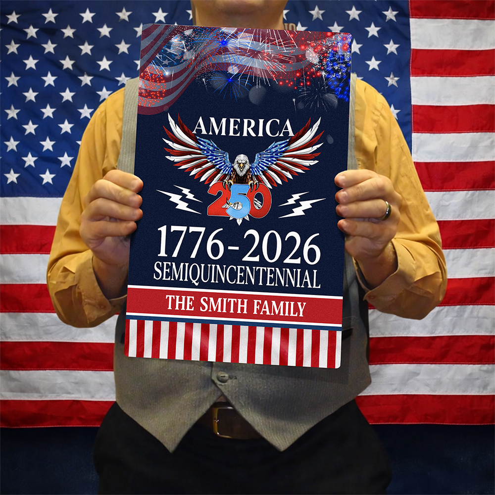 America 250 Years - Custom Family Name Metal Sign