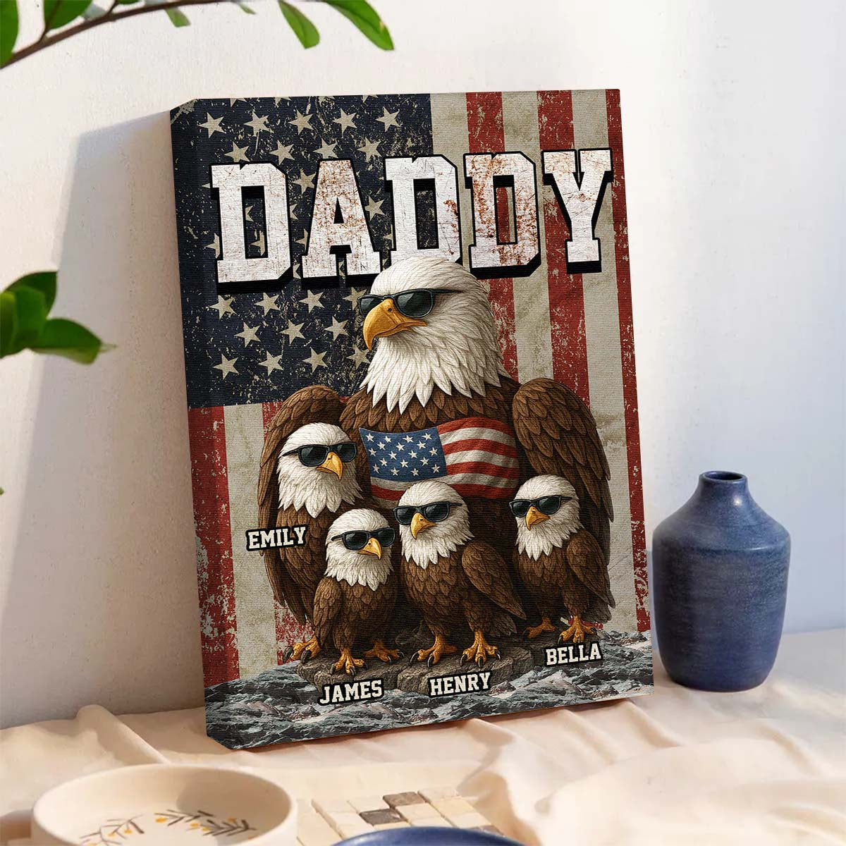 “The Eagle Gang” American Patriotic Canvas / Poster - Personalized Gift for Dad